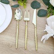 60  Plastic Silverware Set with Faceted Hammered Handles - Disposable Cutlery