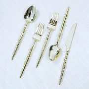 60  Plastic Silverware Set with Faceted Hammered Handles - Disposable Cutlery