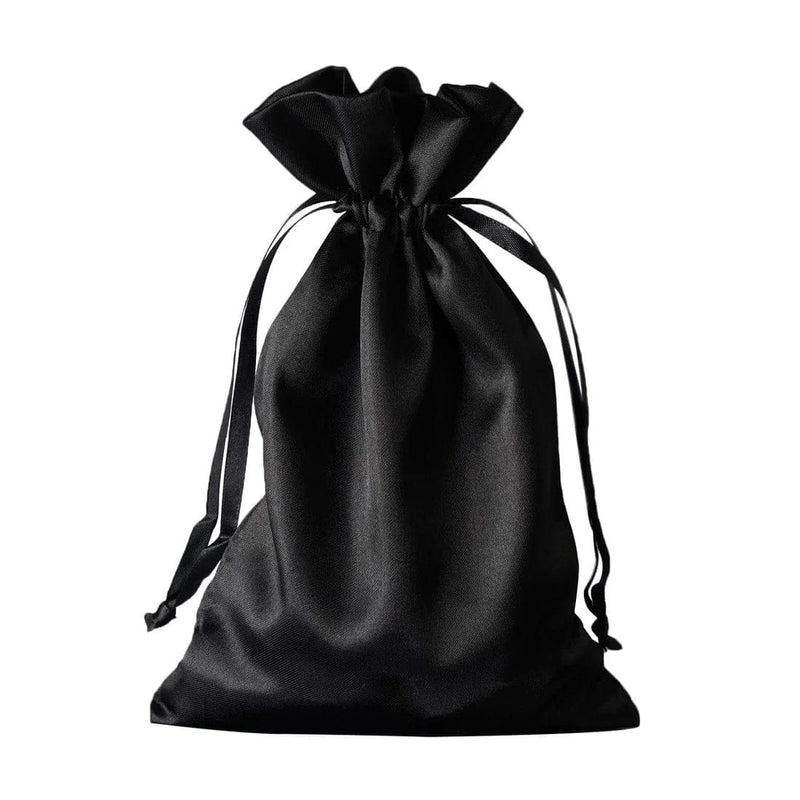 60 Satin 6" x 9" Wedding Party Favor Bags Drawstring Pouch BAG_SB_6X9_BLK_PK60