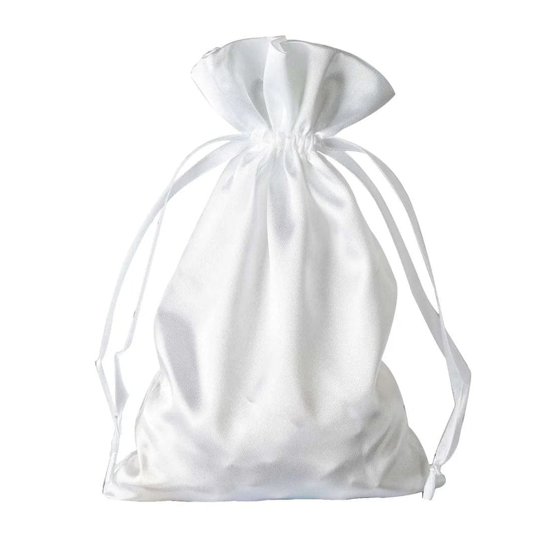 60 Satin 6" x 9" Wedding Party Favor Bags Drawstring Pouch BAG_SB_6x9_WHT_PK60