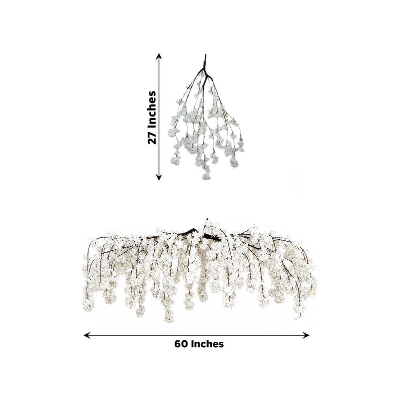 60" Silk Cherry Blossom Hanging Artificial Flower Chandelier with Interchangeable Branches