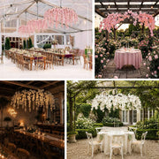 60" Silk Cherry Blossom Hanging Artificial Flower Chandelier with Interchangeable Branches