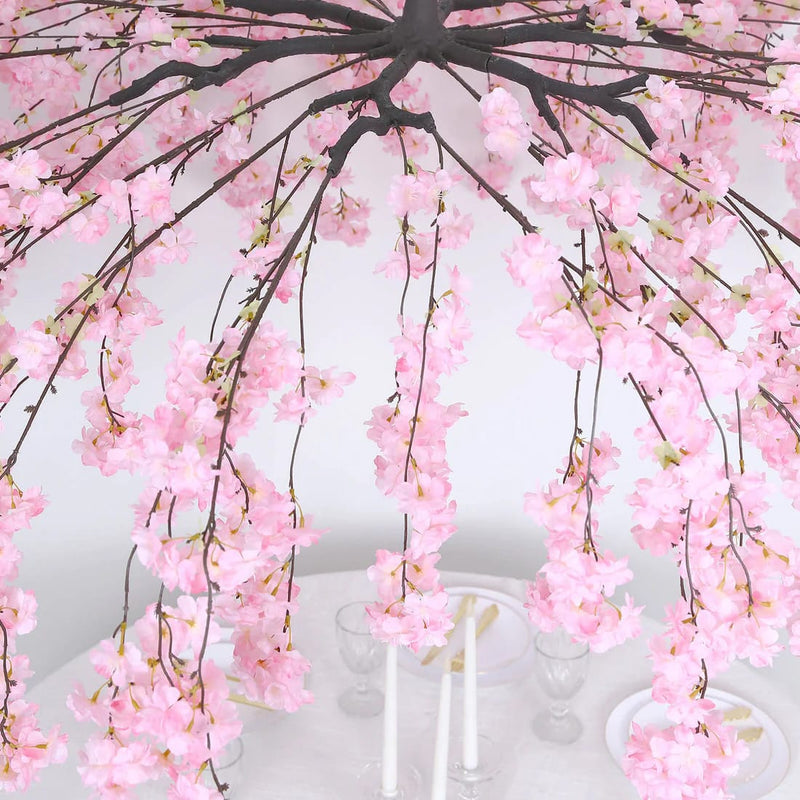 60" Silk Cherry Blossom Hanging Artificial Flower Chandelier with Interchangeable Branches