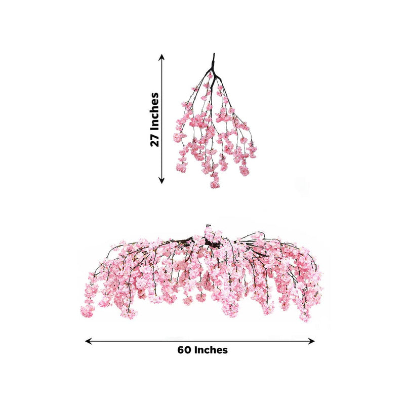 60" Silk Cherry Blossom Hanging Artificial Flower Chandelier with Interchangeable Branches