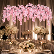 60" Silk Cherry Blossom Hanging Artificial Flower Chandelier with Interchangeable Branches