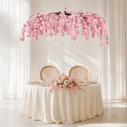 60" Silk Cherry Blossom Hanging Artificial Flower Chandelier with Interchangeable Branches