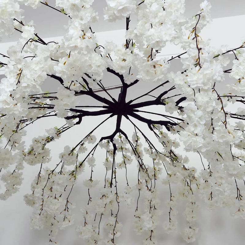 60" Silk Cherry Blossom Hanging Artificial Flower Chandelier with Interchangeable Branches