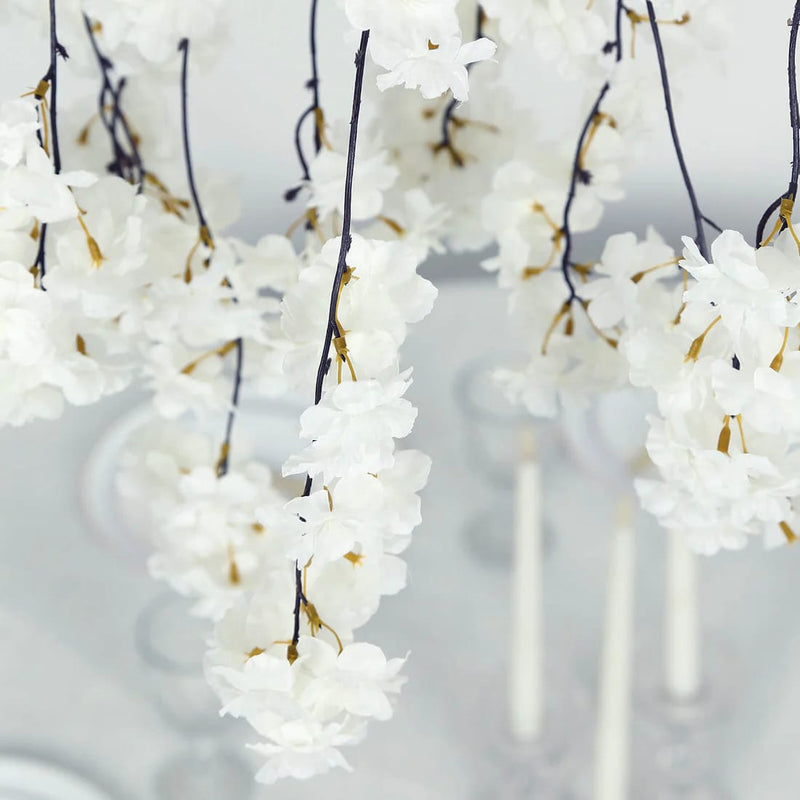 60" Silk Cherry Blossom Hanging Artificial Flower Chandelier with Interchangeable Branches