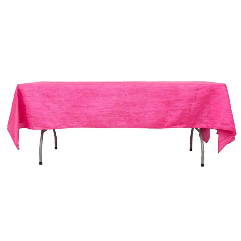 60" x 102" Accordion Metallic Crinkled Taffeta Rectangular Tablecloth TAB_ACRNK_60102_FUSH