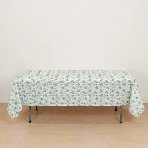 60" x 102" Floral Polyester Rectangular Tablecloth - Dusty Sage Green TAB_PLY_FLOR_60102_DSG