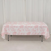 60" x 102" French Toile Pattern Polyester Rectangular Tablecloth - White