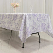 60" x 102" French Toile Pattern Polyester Rectangular Tablecloth - White