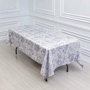 60" x 102" French Toile Pattern Polyester Rectangular Tablecloth - White