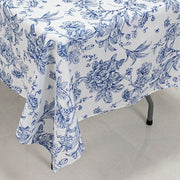 60" x 102" French Toile Pattern Polyester Rectangular Tablecloth - White