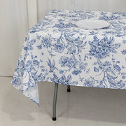 60" x 102" French Toile Pattern Polyester Rectangular Tablecloth - White