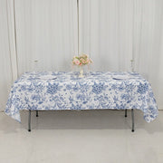 60" x 102" French Toile Pattern Polyester Rectangular Tablecloth - White