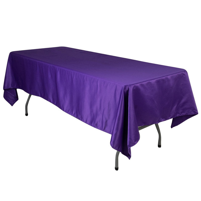 60" x 102" Lamour Satin Rectangular Tablecloth TAB_LAMR_60102_PURP