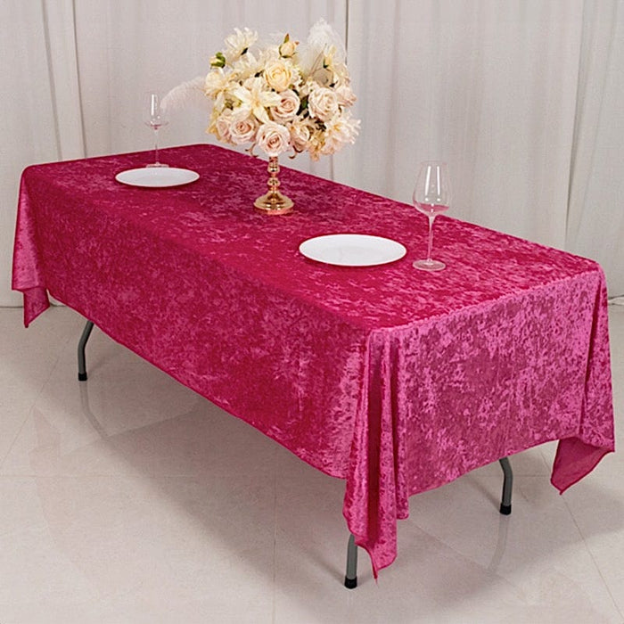 60" x 102" Seamless Premium Crushed Velvet Rectangle Tablecloth