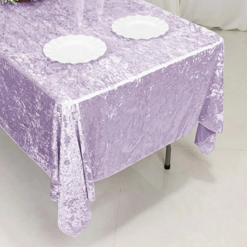 60" x 102" Seamless Premium Crushed Velvet Rectangle Tablecloth