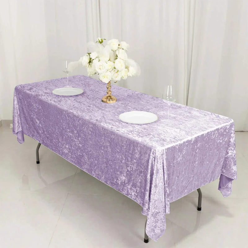 60" x 102" Seamless Premium Crushed Velvet Rectangle Tablecloth