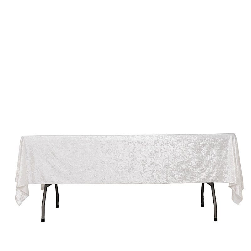 60" x 102" Seamless Premium Crushed Velvet Rectangle Tablecloth TAB_VEL01_60102_WHT