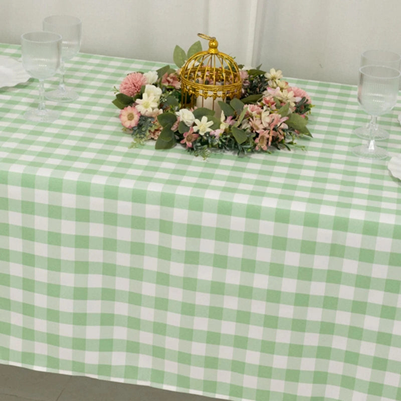 60" x 126" Checkered Gingham Polyester Tablecloth