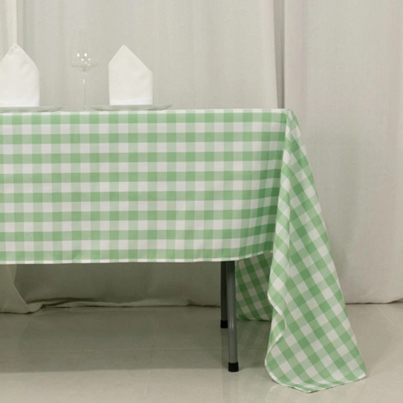 60" x 126" Checkered Gingham Polyester Tablecloth TAB_CHK60126_SAGE
