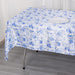 60"x102" Chinoiserie Floral Print Satin Rectangular Tablecloth - White and Blue TAB_STN_FLOR_60102_BLUE