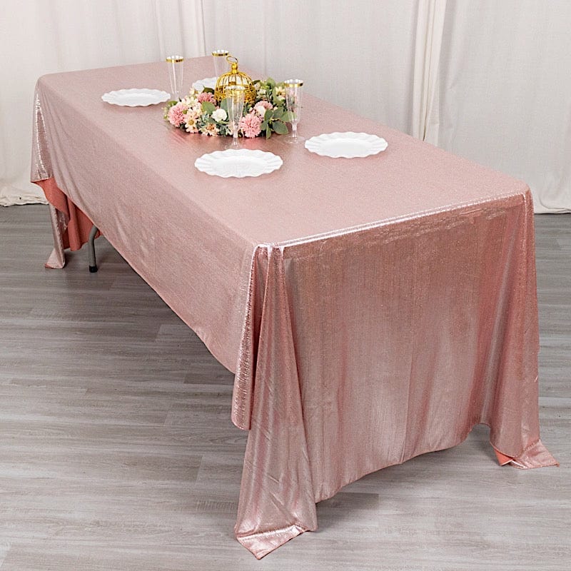 60"x126" Polyester Rectangular Tablecloth with Sequin Dots