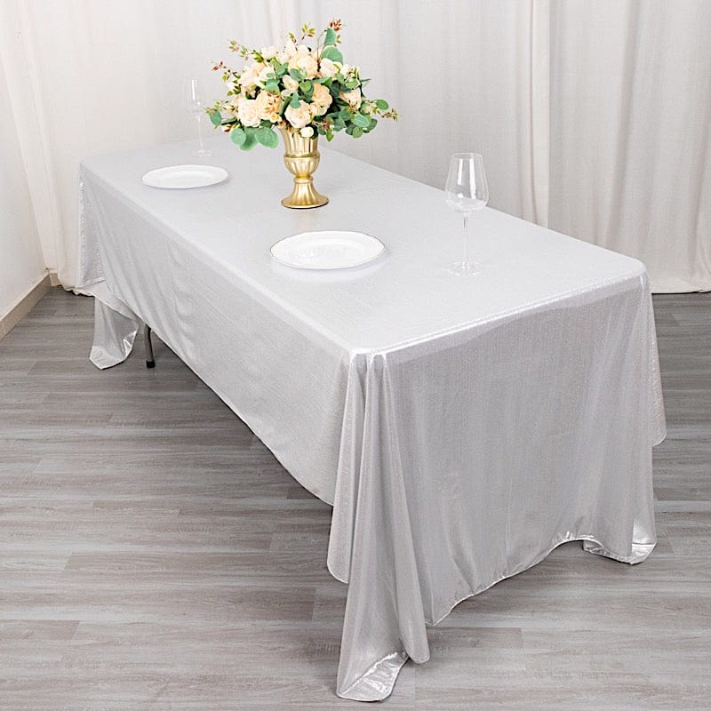 60"x126" Polyester Rectangular Tablecloth with Sequin Dots