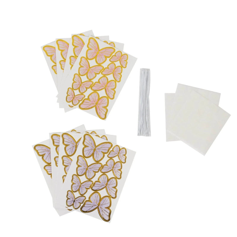 64 Assorted 3D Butterfly Cake Toppers Cupcake Decorations - Pink and Purple CAKE_TOP_017_BUT01_MIX