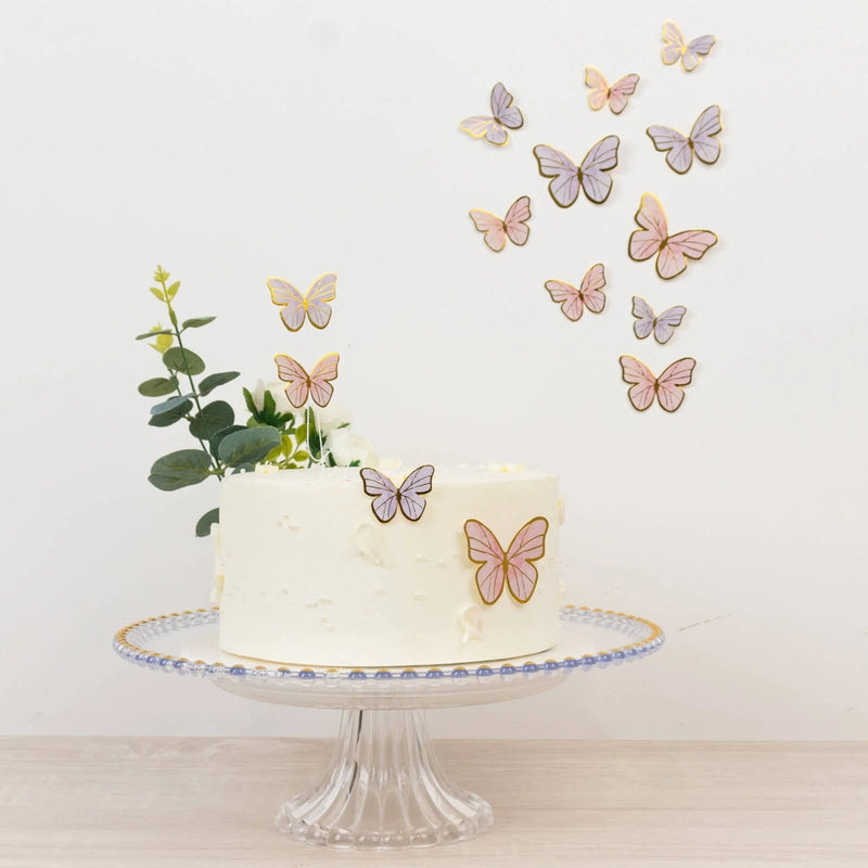 64 Assorted 3D Butterfly Cake Toppers Cupcake Decorations - Pink and Purple CAKE_TOP_017_BUT01_MIX