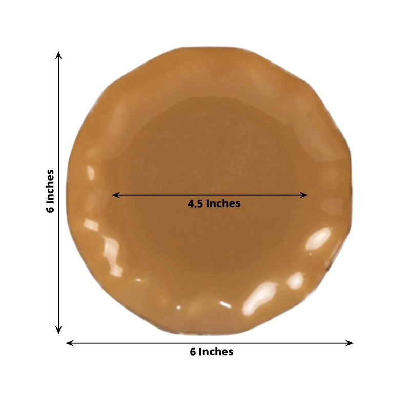 10 Round Plastic Salad Dinner Plates with Gold Wavy Rim - Disposable Tableware