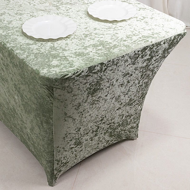6ft Crushed Velvet Stretch Fitted Rectangular Table Cover