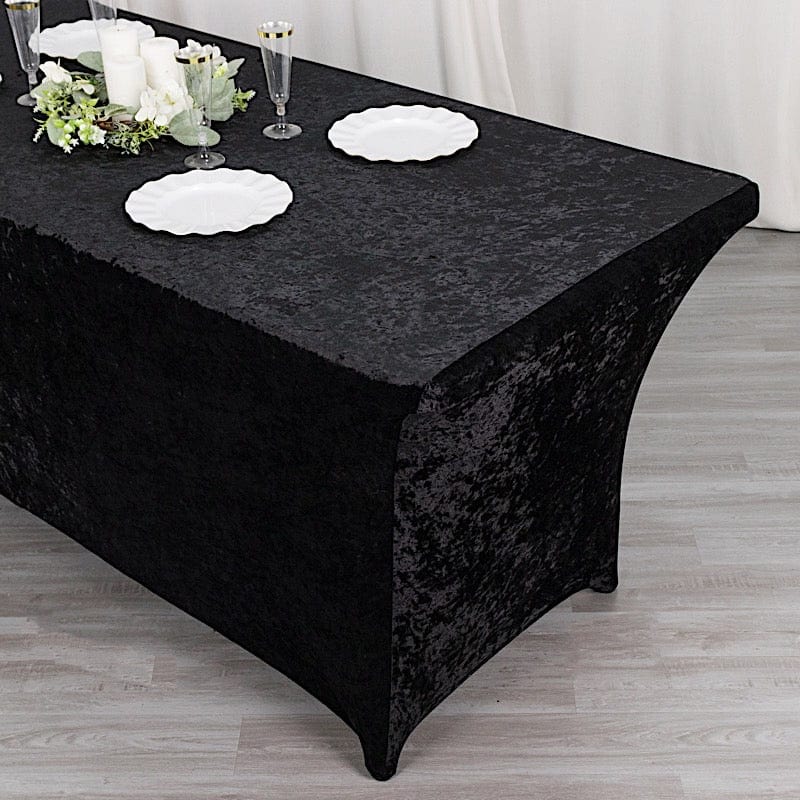 6ft Crushed Velvet Stretch Fitted Rectangular Table Cover