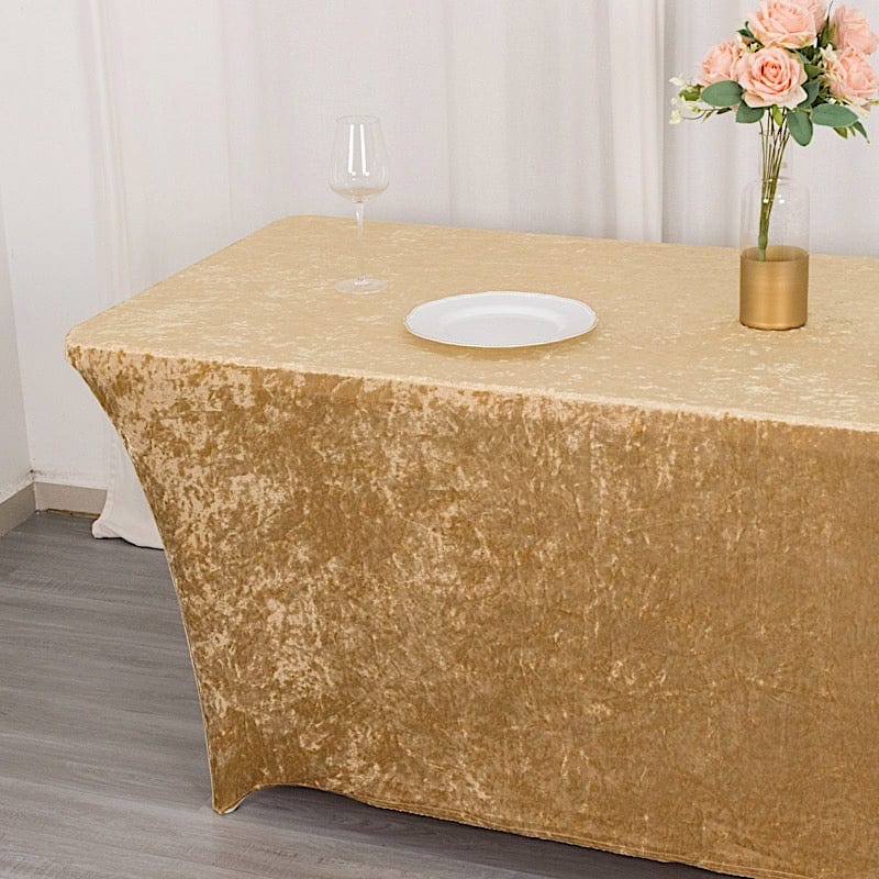 6ft Crushed Velvet Stretch Fitted Rectangular Table Cover