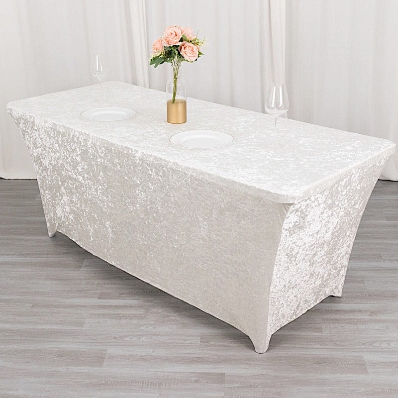 6ft Crushed Velvet Stretch Fitted Rectangular Table Cover