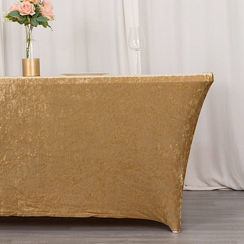 6ft Crushed Velvet Stretch Fitted Rectangular Table Cover