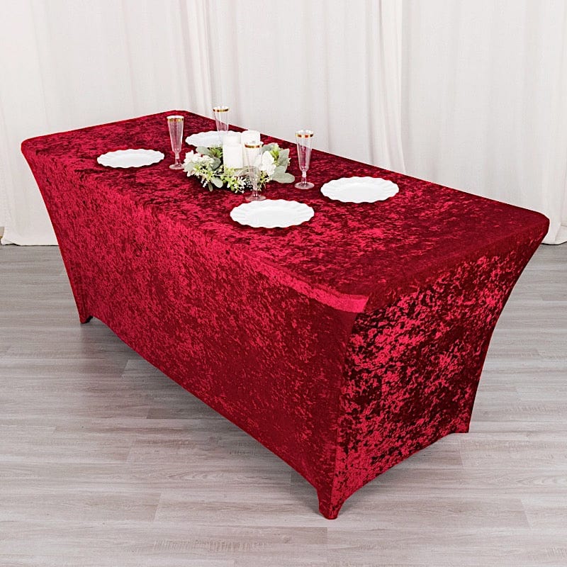6ft Crushed Velvet Stretch Fitted Rectangular Table Cover