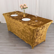 6ft Crushed Velvet Stretch Fitted Rectangular Table Cover