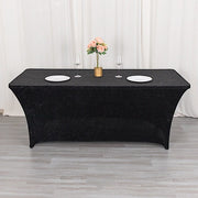 6ft Crushed Velvet Stretch Fitted Rectangular Table Cover