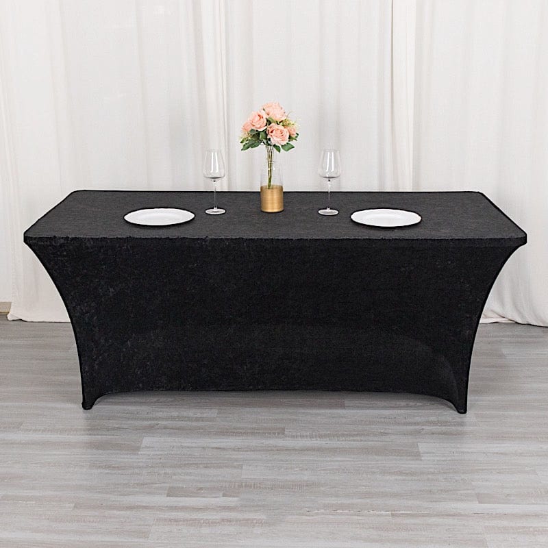 6ft Crushed Velvet Stretch Fitted Rectangular Table Cover