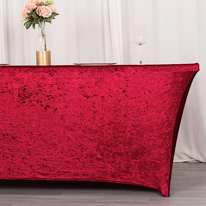 6ft Crushed Velvet Stretch Fitted Rectangular Table Cover