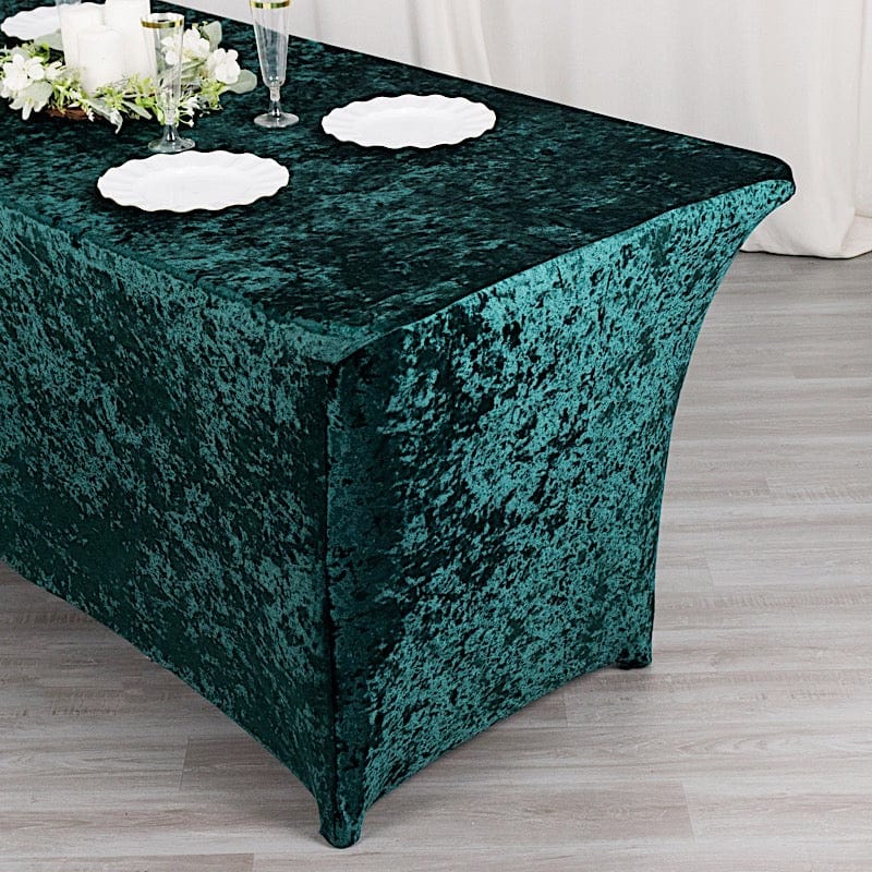 6ft Crushed Velvet Stretch Fitted Rectangular Table Cover