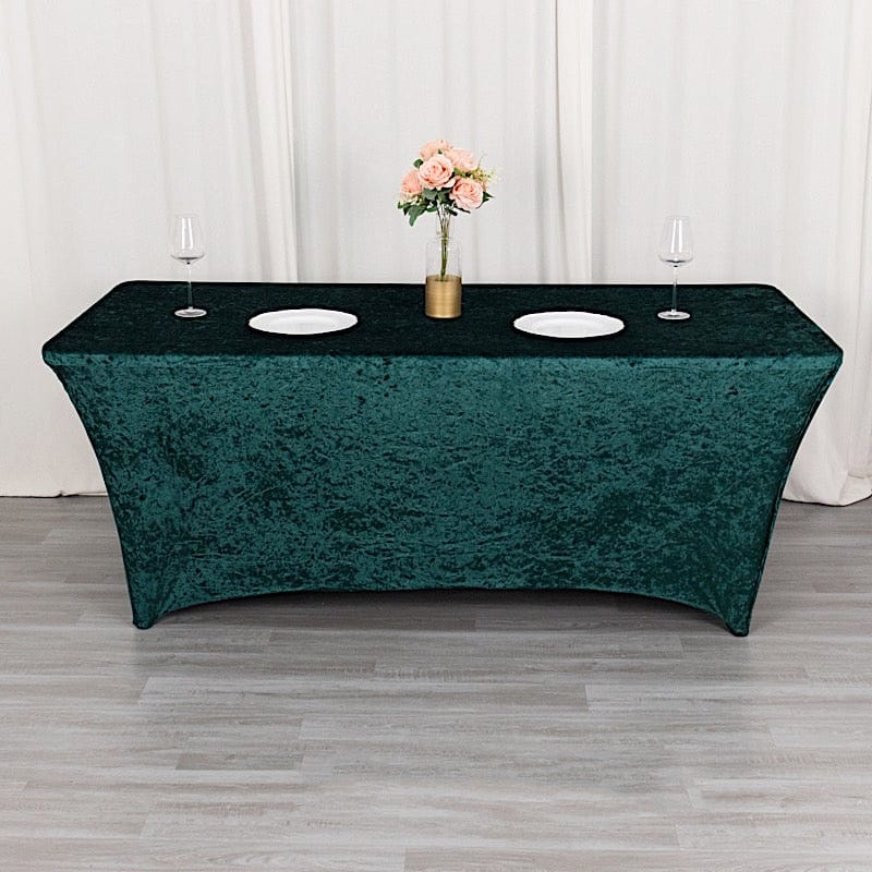 6ft Crushed Velvet Stretch Fitted Rectangular Table Cover