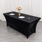 6ft Crushed Velvet Stretch Fitted Rectangular Table Cover