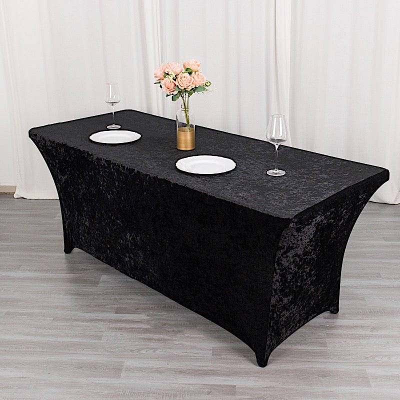 6ft Crushed Velvet Stretch Fitted Rectangular Table Cover