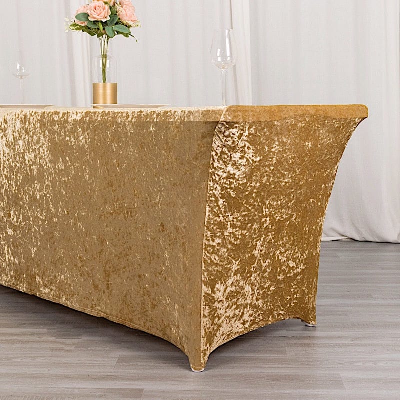 6ft Crushed Velvet Stretch Fitted Rectangular Table Cover