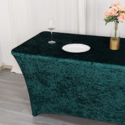 6ft Crushed Velvet Stretch Fitted Rectangular Table Cover