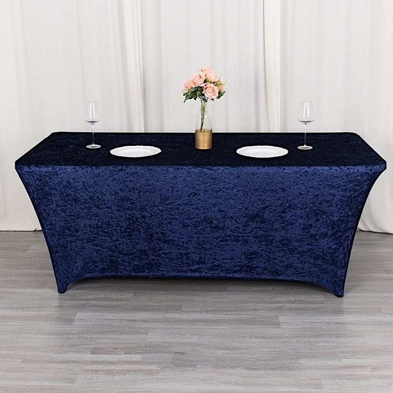 6ft Crushed Velvet Stretch Fitted Rectangular Table Cover